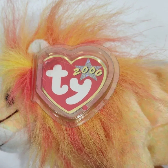 Ty Beanie Babies Bushy Lion Stuffed Animal Plush Toy with Tag Protector Orange - Picture 7 of 8